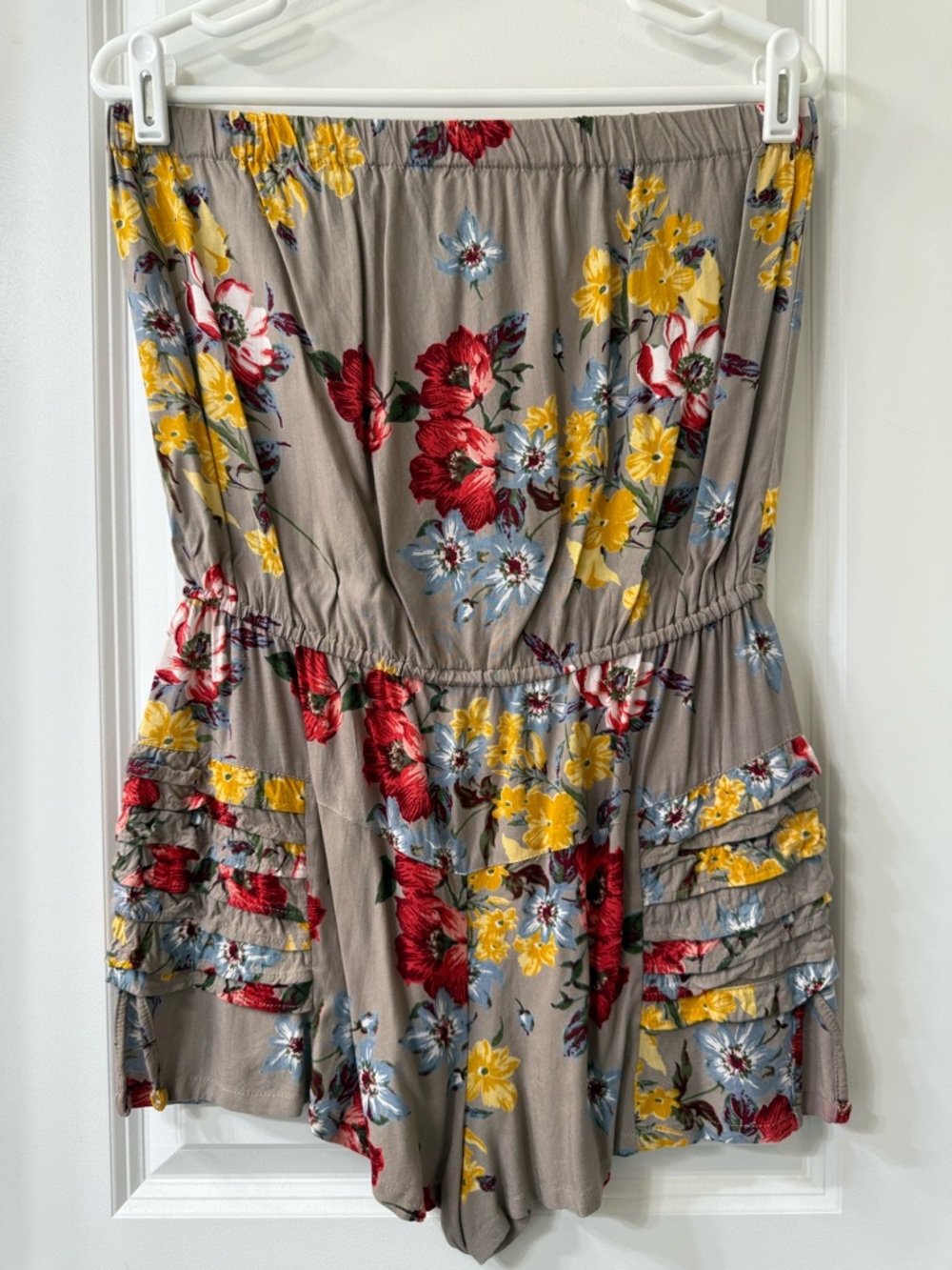 “Angie” Strapless Floral Romper- L